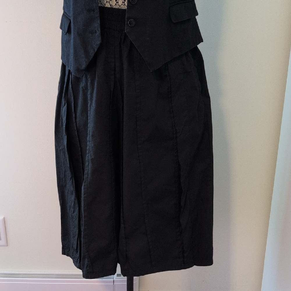 Black Pleated Pants Skirt